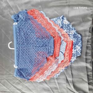 Small Blue and Pink Lace Trimmed Panties Set